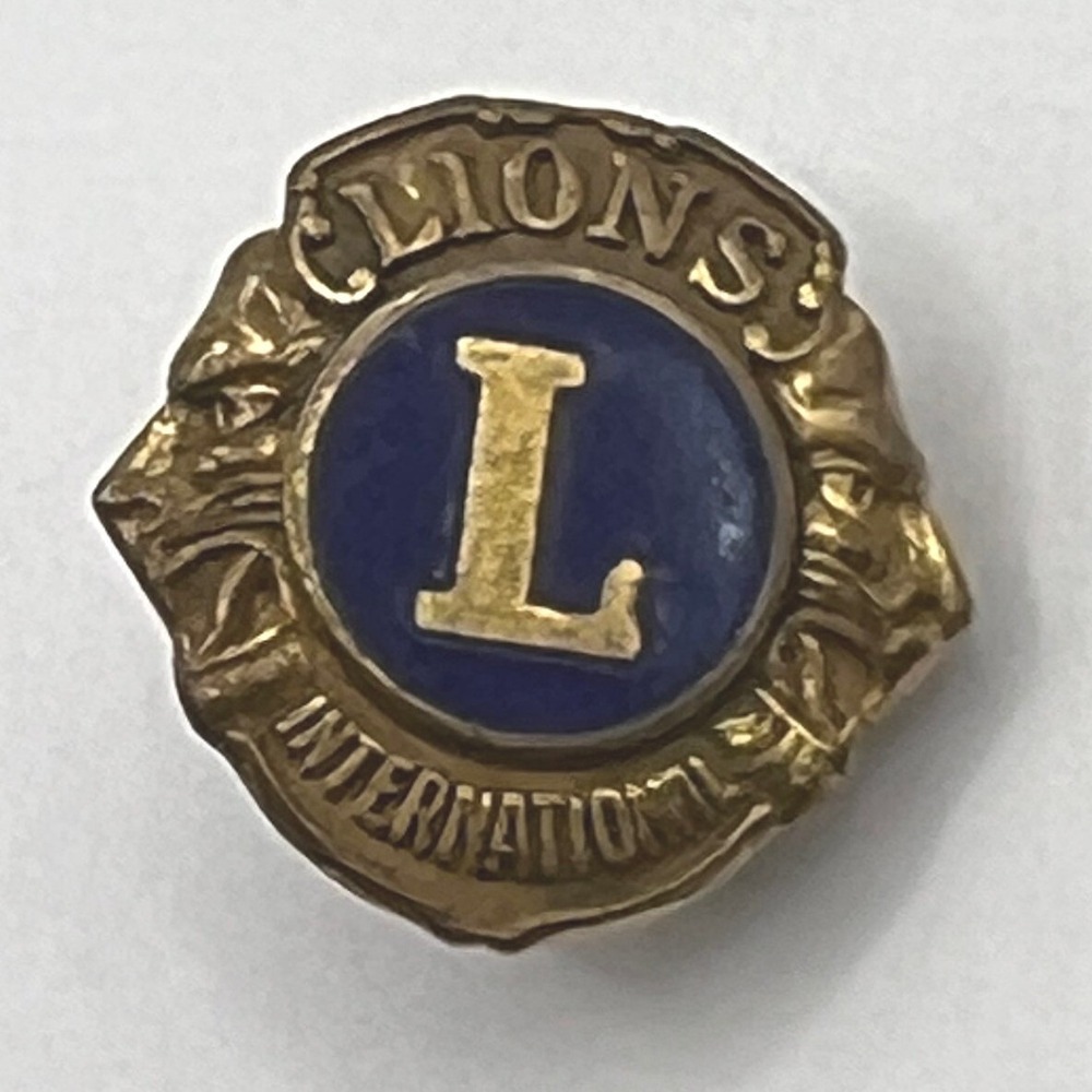 Lions International Pin Blue Enamel Screw back Lapel Hat